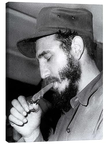 Posterlounge Fidel Castro Leinwandbild 30 x 40 cm Schwarz-Weiß Wandbilder Wanddeko von Posterlounge
