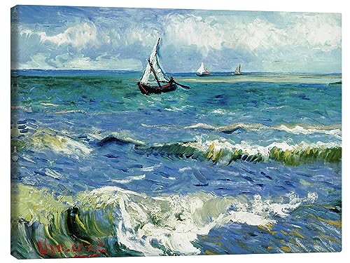 Posterlounge Fischerboote bei Saintes Maries de la Mer Leinwandbild von Vincent van Gogh 40 x 30 cm Blau Impressionismus Wanddeko von Posterlounge