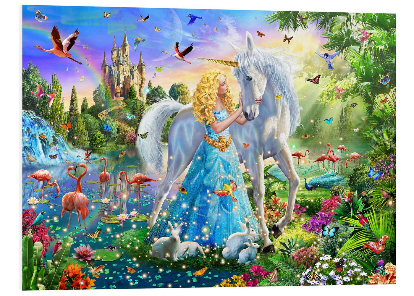 Posterlounge Forex-Bild Adrian Chesterman, Die Prinzessin, das Einhorn und das Schloss, Kindergarten Kindermotive von Posterlounge