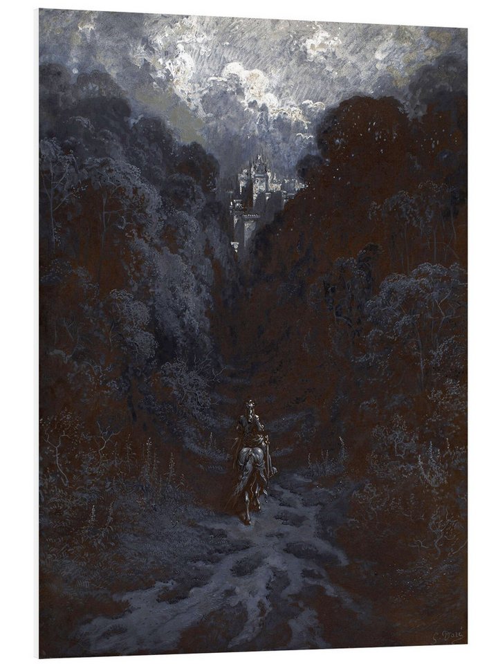 Posterlounge Forex-Bild Gustave Doré, Sir Lancelot nähert sich dem Schloss von Astolat, Malerei von Posterlounge