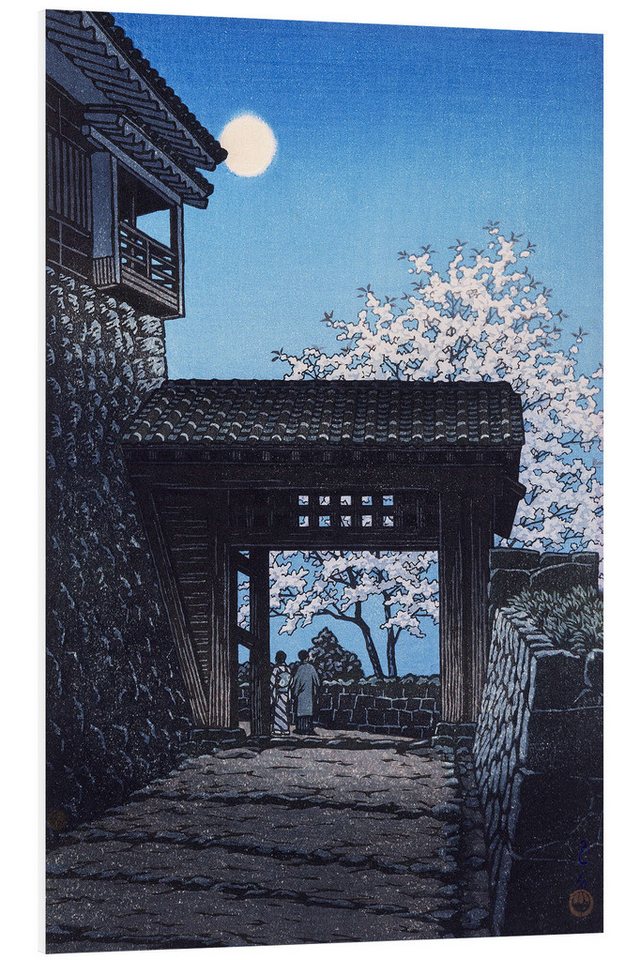Posterlounge Forex-Bild Kawase Hasui, Leuchtender Mond auf Schloss Matsuyama, Malerei von Posterlounge