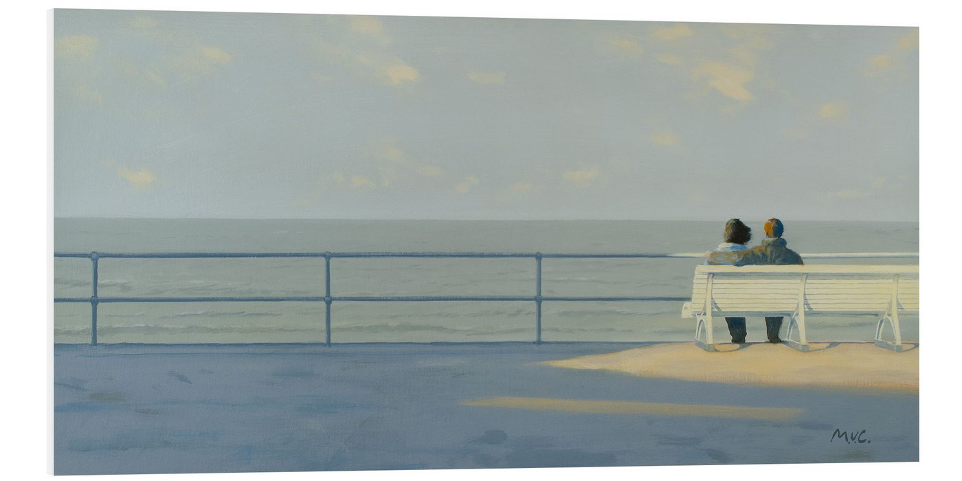 Posterlounge Forex-Bild Mark van Crombrugge, Bank am Meer, Wohnzimmer Maritim Malerei von Posterlounge