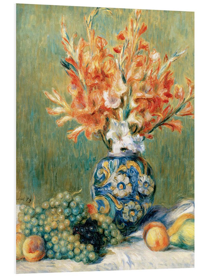 Posterlounge Forex-Bild Pierre-Auguste Renoir, Stillleben mit Obst und Blumen, Malerei von Posterlounge