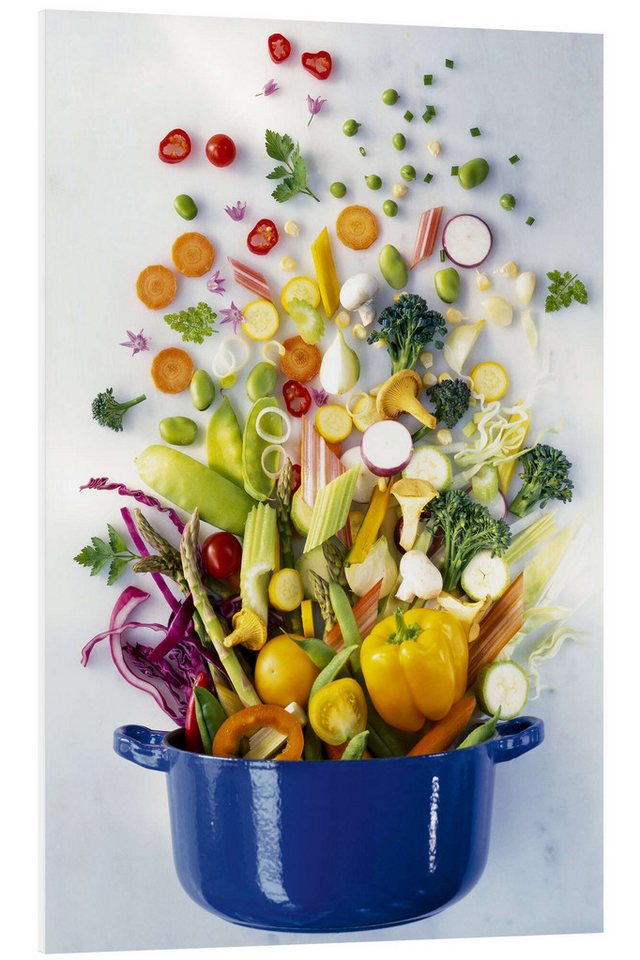 Posterlounge Forex-Bild Science Photo Library, Gemüse fällt in einen Topf, Küche Fotografie von Posterlounge