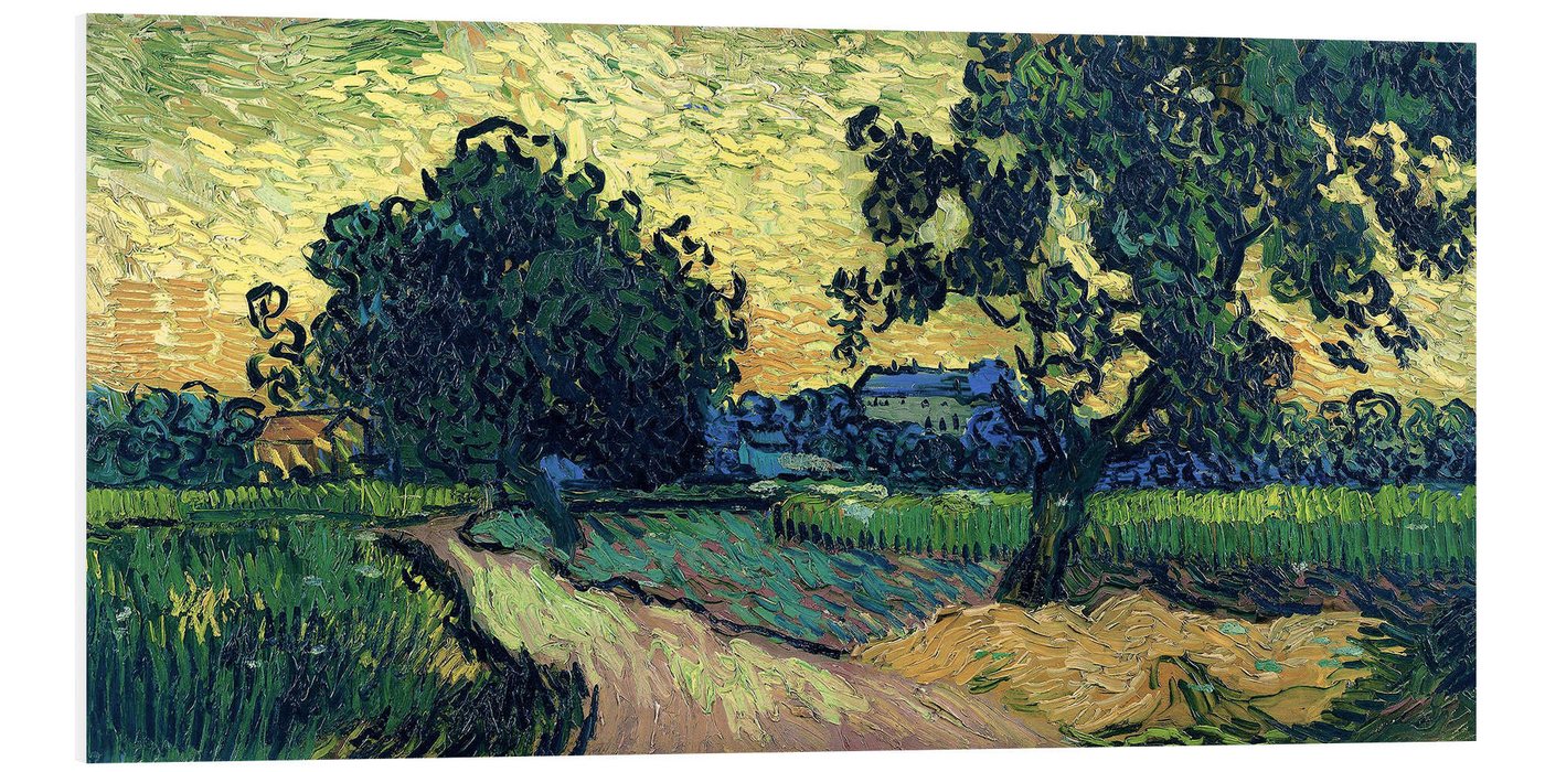 Posterlounge Forex-Bild Vincent van Gogh, Feld mit Bäumen, das Schloss von Auvers, Wohnzimmer Malerei von Posterlounge