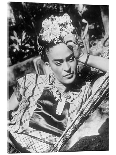 Posterlounge Frida Kahlo in einer Hängematte, 1948 Acrylglasbild 50 x 70 cm Schwarz-Weiß Wandbilder Wanddeko von Posterlounge