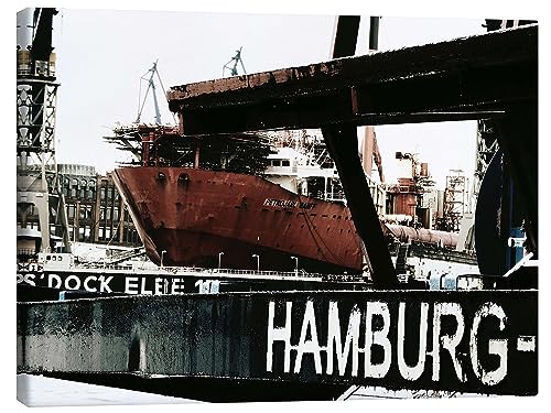 Posterlounge Hamburg Hafen Leinwandbild von Nestwick Wandbilder für jeden Raum 70 x 50 cm Städte Wanddeko von Posterlounge