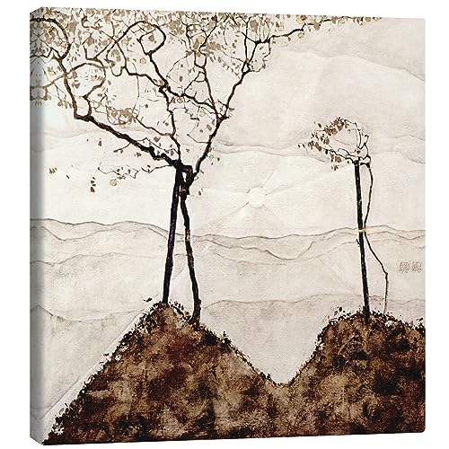 Posterlounge Herbstsonne und Bäume Leinwandbild von Egon Schiele Wandbilder für jeden Raum 60 x 60 cm Beige Expressionismus Wanddeko von Posterlounge