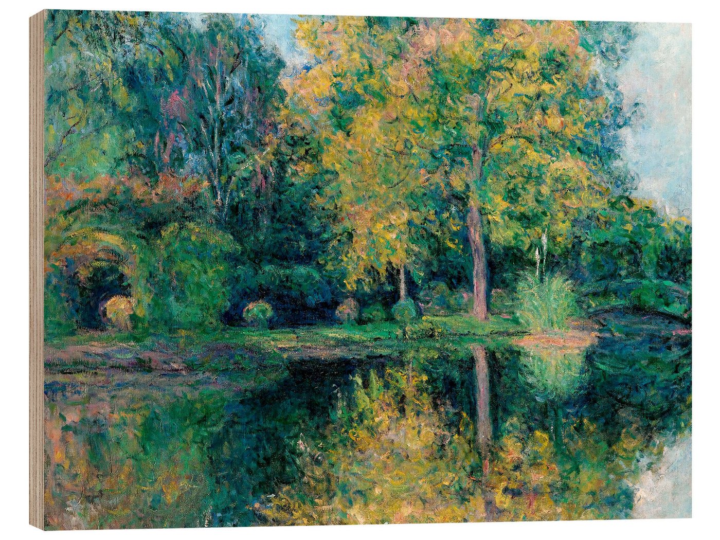 Posterlounge Holzbild Blanche Hoschedé-Monet, Der Teich von Claude Monets Garten, Malerei von Posterlounge