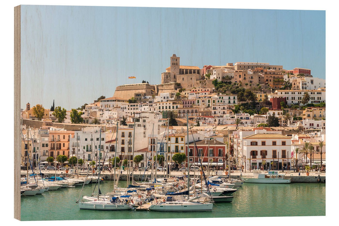 Posterlounge Holzbild Editors Choice, Hafen auf Ibiza, Fotografie von Posterlounge