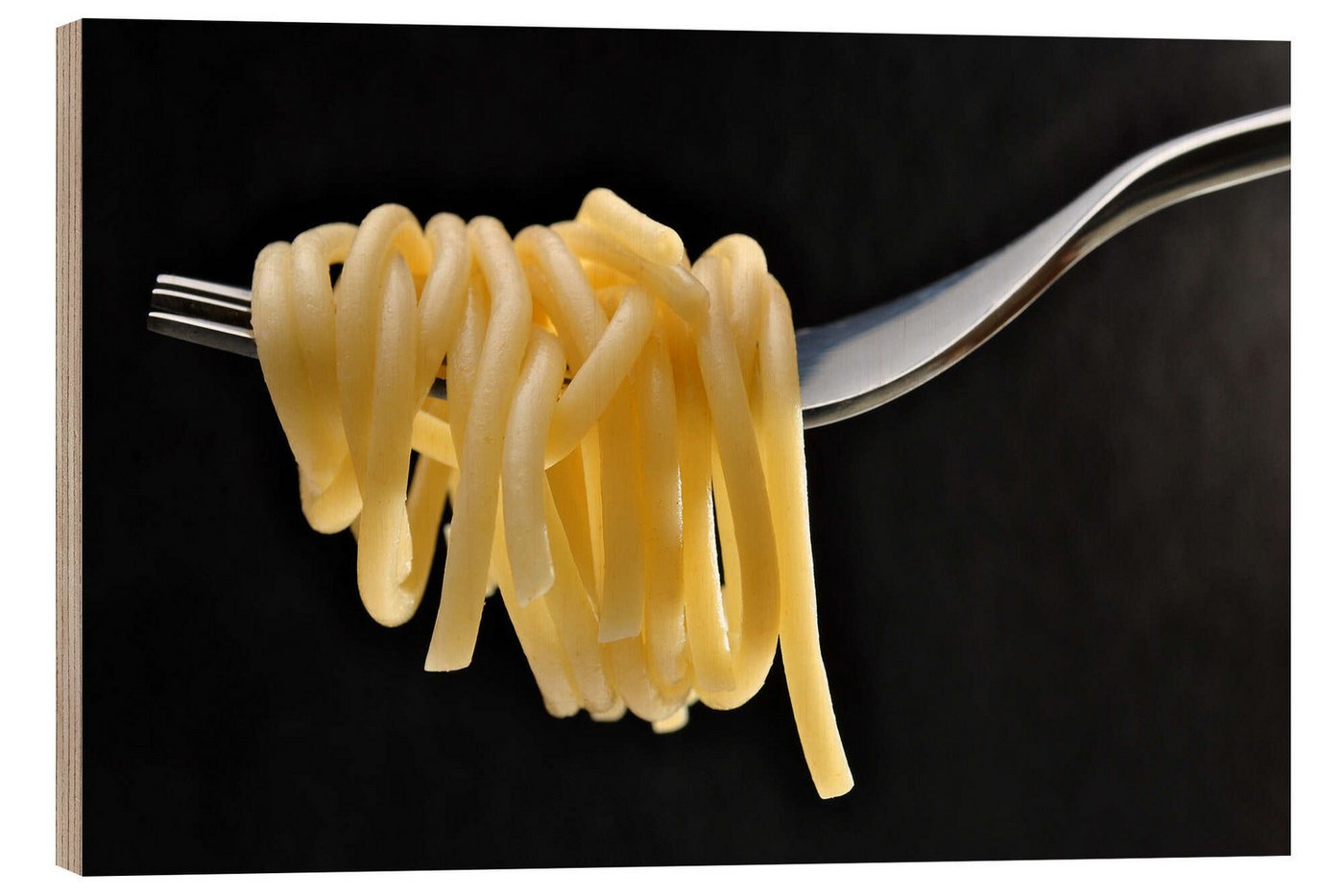 Posterlounge Holzbild Editors Choice, Spaghetti auf einer Gabel, Fotografie von Posterlounge