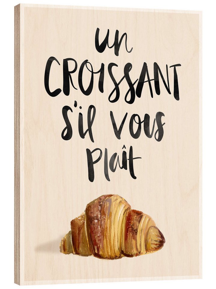 Posterlounge Holzbild Homme Sur La Lune, Croissant, Küche Illustration Posterlounge Holzbild Homme Sur La Lune, Croissant, Küche Illustration von Posterlounge