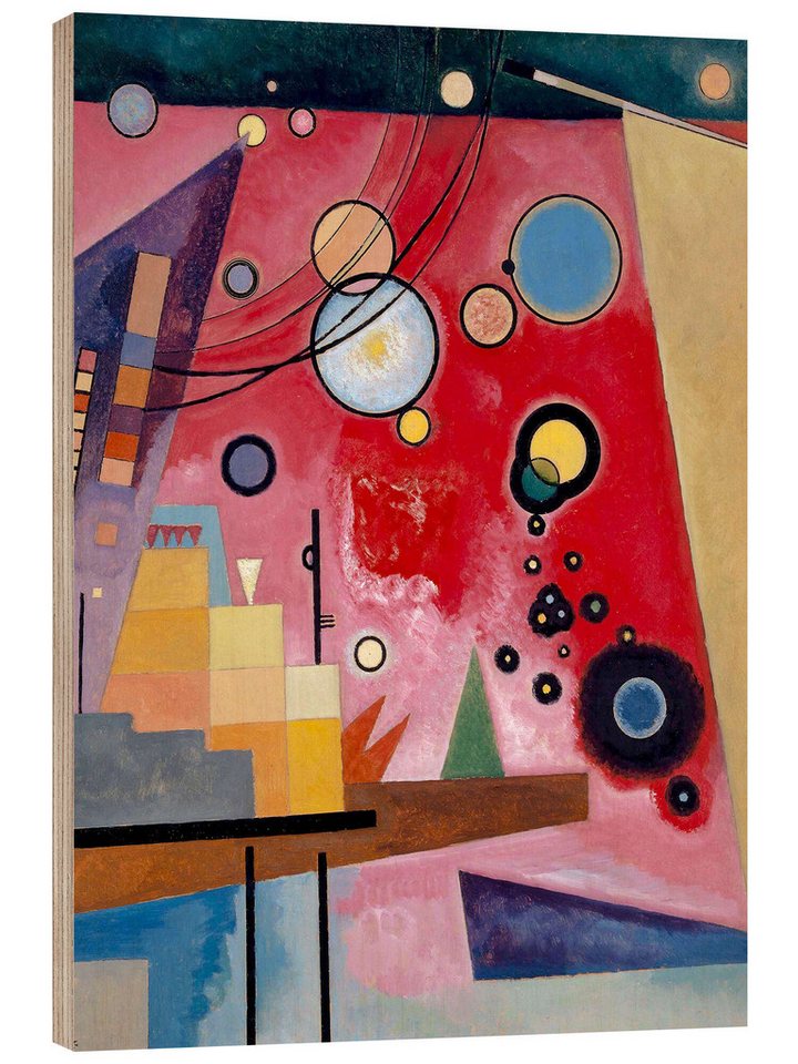 Posterlounge Holzbild Wassily Kandinsky, Schweres Rot, Malerei von Posterlounge