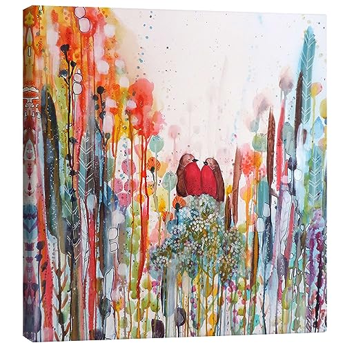 Posterlounge Ich liebe dich für immer Leinwandbild von Sylvie Demers Wandbilder für jeden Raum 50 x 50 cm Bunt Aquarell Malerei Wanddeko von Posterlounge