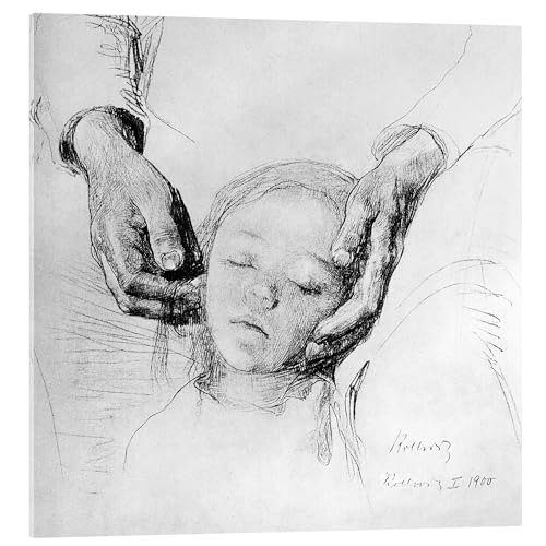 Posterlounge Kopf eines Kindes in den Händen der Mutter Acrylglasbild von Käthe Kollwitz Wandbilder für jeden Raum 70 x 70 cm Schwarz-Weiß Expressionismus Wanddeko von Posterlounge