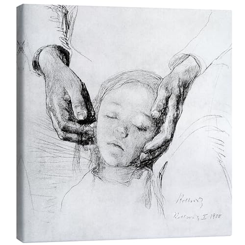 Posterlounge Kopf eines Kindes in den Händen der Mutter Leinwandbild von Käthe Kollwitz Wandbilder für jeden Raum 60 x 60 cm Schwarz-Weiß Expressionismus Wanddeko von Posterlounge