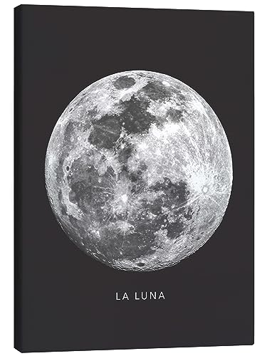 Posterlounge La Luna - der Mond Leinwandbild von Finlay and Noa Wandbilder für jeden Raum 60 x 80 cm Schwarz Weltraum Wanddeko von Posterlounge
