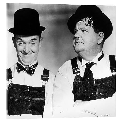 Posterlounge Laurel & Hardy Acrylglasbild 50 x 50 cm Schwarz-Weiß Schwarz-Weiß Fotografie Wanddeko von Posterlounge