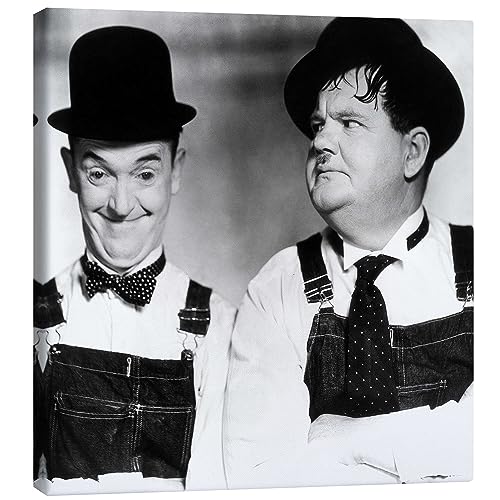 Posterlounge Laurel & Hardy Leinwandbild 70 x 70 cm Schwarz-Weiß Schwarz-Weiß Fotografie Wanddeko von Posterlounge