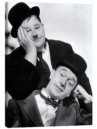 Posterlounge Laurel & Hardy I Leinwandbild 30 x 40 cm Schwarz-Weiß Stars & Prominente Wanddeko von Posterlounge