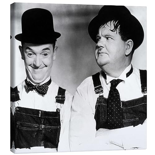 Posterlounge Laurel & Hardy Leinwandbild 50 x 50 cm Schwarz-Weiß Schwarz-Weiß Fotografie Wanddeko von Posterlounge