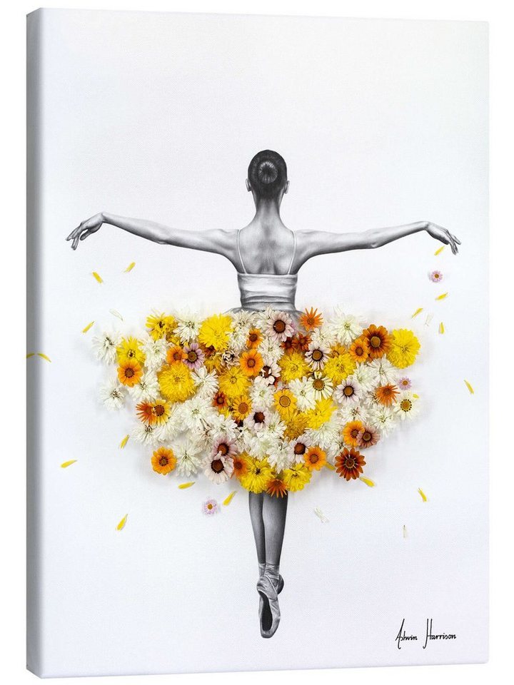 Posterlounge Leinwandbild Ashvin Harrison, Blumen-Ballerina, Mädchenzimmer Modern Malerei von Posterlounge