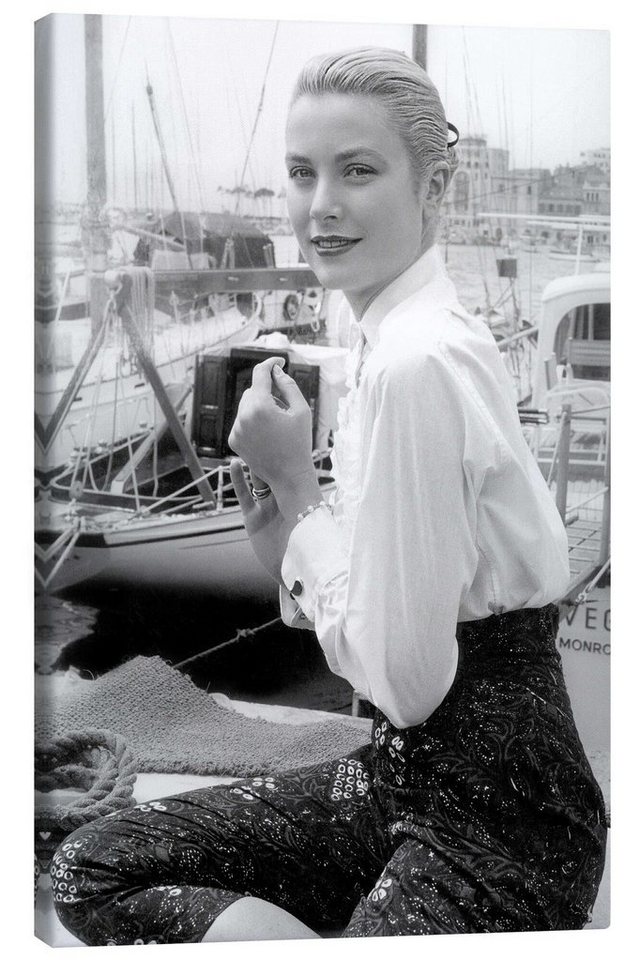 Posterlounge Leinwandbild Bridgeman Images, Grace Kelly auf dem Cannes Festival, 1955, Badezimmer Fotografie von Posterlounge