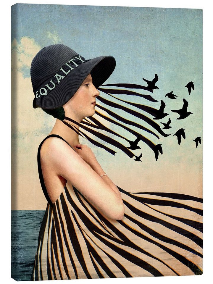 Posterlounge Leinwandbild Catrin Welz-Stein, Gleichheit, Badezimmer Vintage Illustration von Posterlounge