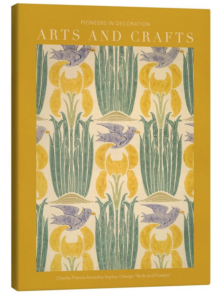 Posterlounge Leinwandbild Charles Francis Annesley Voysey, Arts and Crafts - Vögel und Blumen Design II, Wohnzimmer Modern Grafikdesign von Posterlounge