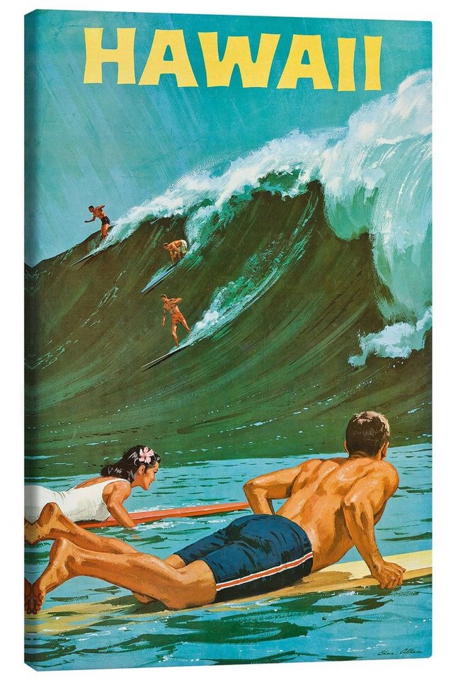 Posterlounge Leinwandbild Chas Allen, Hawaii, Vintage Illustration von Posterlounge