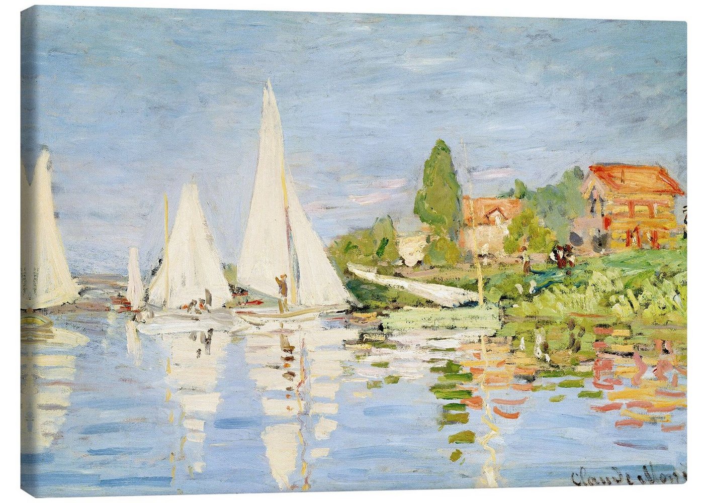 Posterlounge Leinwandbild Claude Monet, Regattaboote in Argenteuil, Badezimmer Maritim Malerei von Posterlounge