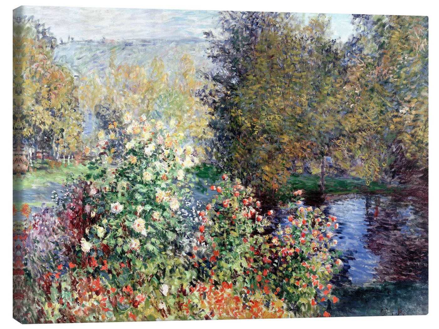 Posterlounge Leinwandbild Claude Monet, Stiller Winkel, Wohnzimmer Malerei von Posterlounge