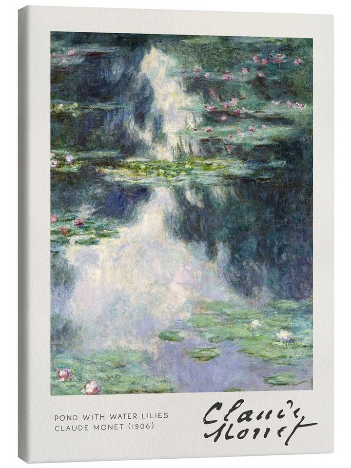 Posterlounge Leinwandbild Claude Monet, Teich mit Seerosen, 1906, Wohnzimmer Malerei von Posterlounge