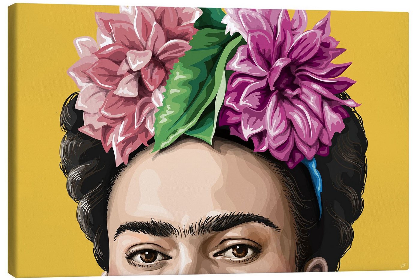 Posterlounge Leinwandbild Claudio Limón, Frida Kahlo Eyes, Badezimmer Illustration von Posterlounge