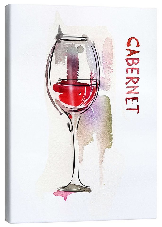 Posterlounge Leinwandbild Editors Choice, Ein Glas Cabernet, Wohnzimmer Modern Malerei von Posterlounge