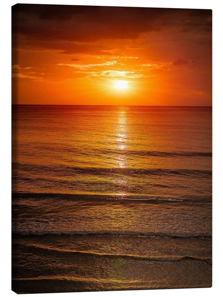 Posterlounge Leinwandbild Editors Choice, Sonnenaufgang im Meer, Badezimmer Maritim Fotografie von Posterlounge