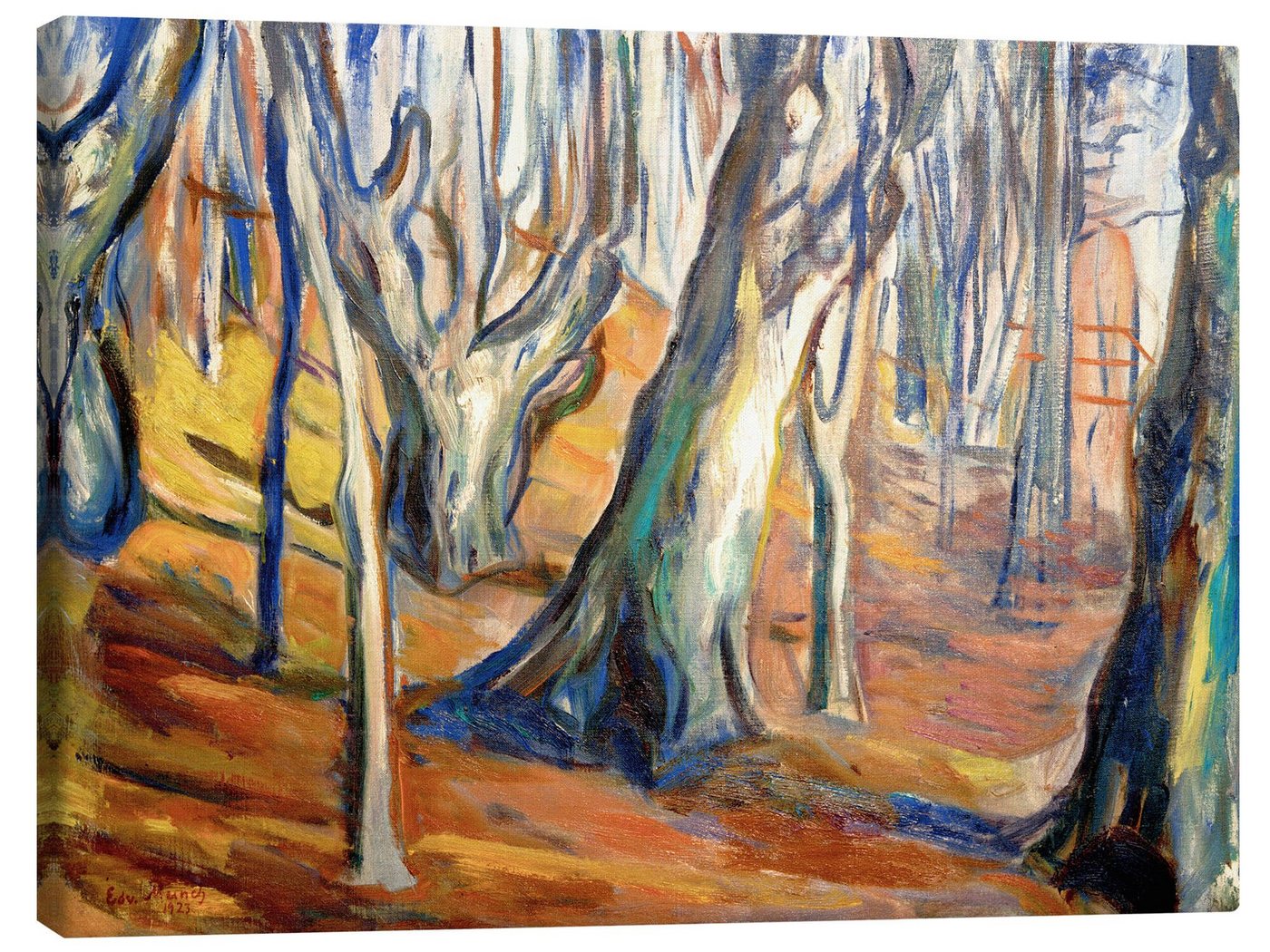 Posterlounge Leinwandbild Edvard Munch, Herbst (Alte Bäume, Ekely), Malerei von Posterlounge