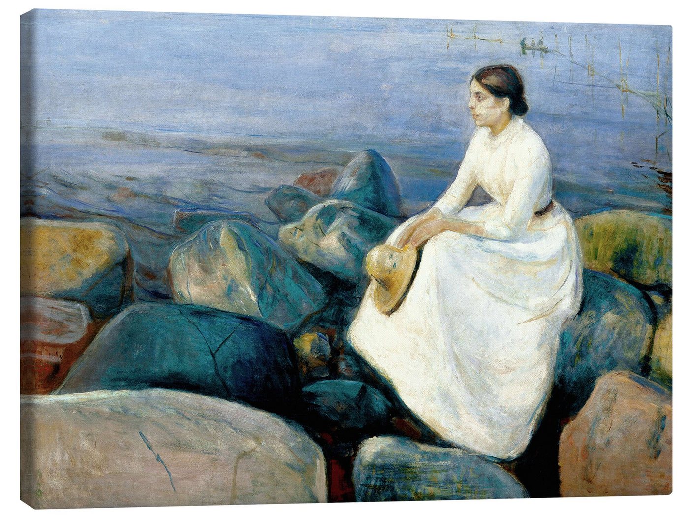 Posterlounge Leinwandbild Edvard Munch, Inger am Strand, Badezimmer Maritim Malerei von Posterlounge