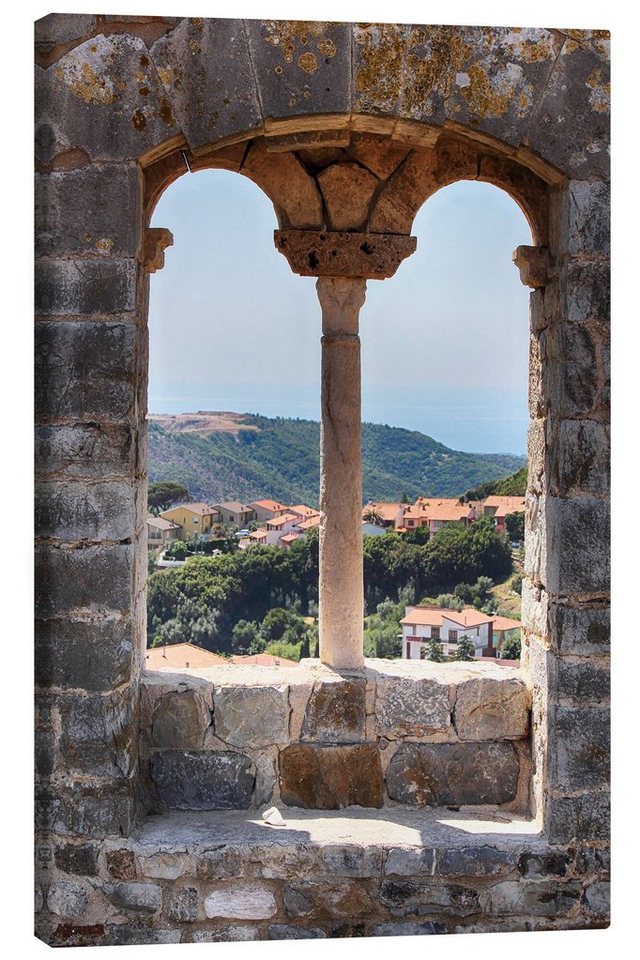 Posterlounge Leinwandbild Filtergrafia, Blick durch ein Fenster in der Toskana Italien, Mediterran Fotografie von Posterlounge