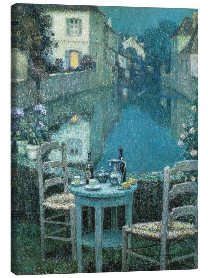Posterlounge Leinwandbild Henri Le Sidaner, Kleiner Tisch in der Abenddämmerung, Wohnzimmer Malerei von Posterlounge