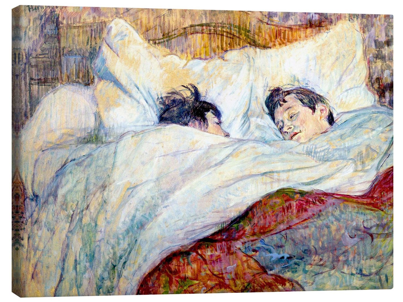 Posterlounge Leinwandbild Henri de Toulouse-Lautrec, Das Bett, 1893, Schlafzimmer Malerei von Posterlounge