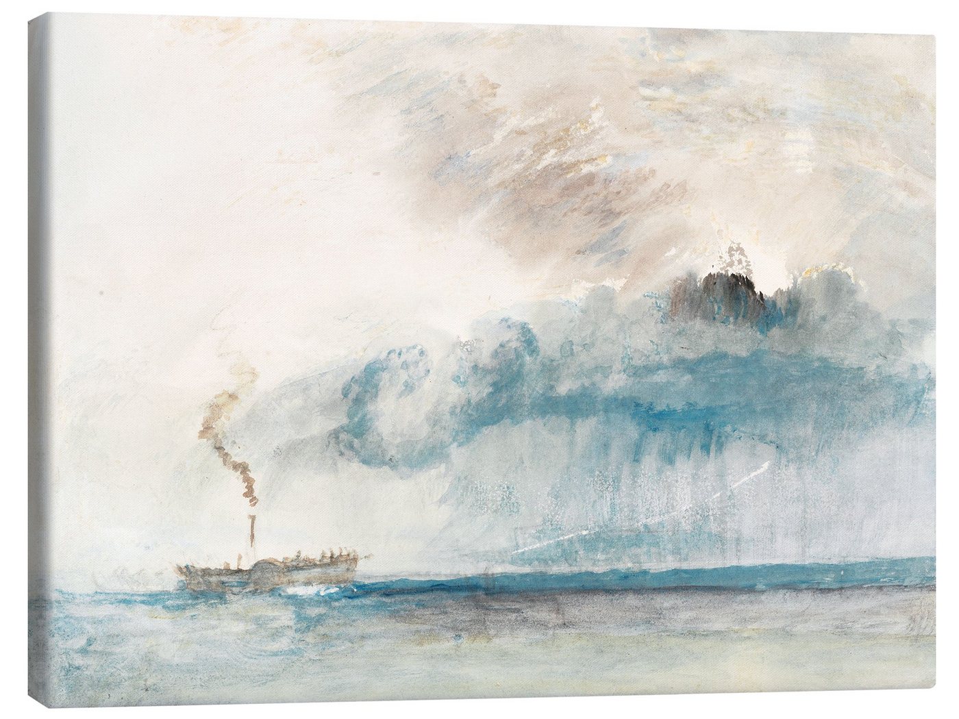 Posterlounge Leinwandbild Joseph Mallord William Turner, Dampfschiff in einem Sturm, Badezimmer Malerei von Posterlounge
