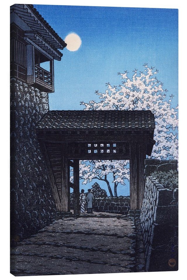 Posterlounge Leinwandbild Kawase Hasui, Leuchtender Mond auf Schloss Matsuyama, Malerei von Posterlounge