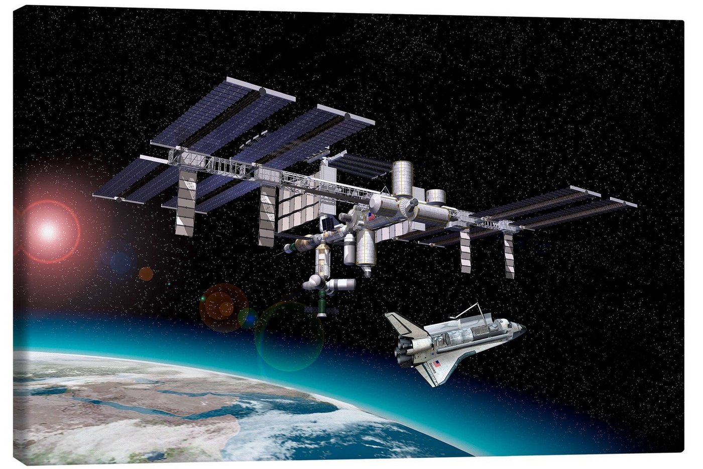Posterlounge Leinwandbild Leonello Calvetti, Raumstation in der Umlaufbahn der Erde, Illustration von Posterlounge
