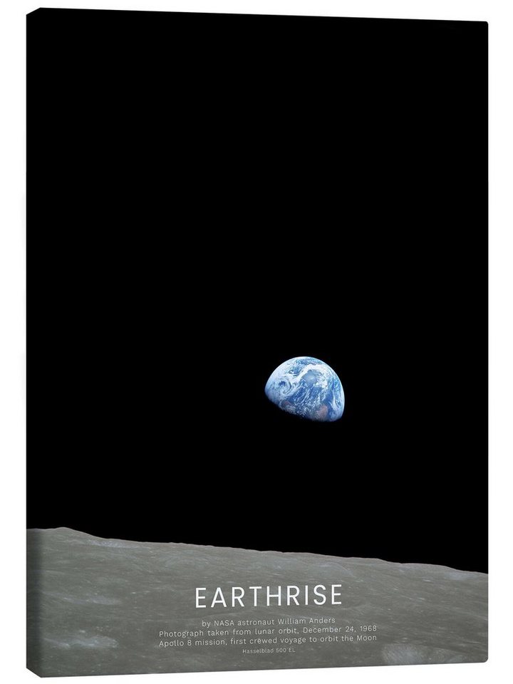 Posterlounge Leinwandbild NASA, Earthrise - Apollo 8, Klassenzimmer Fotografie von Posterlounge