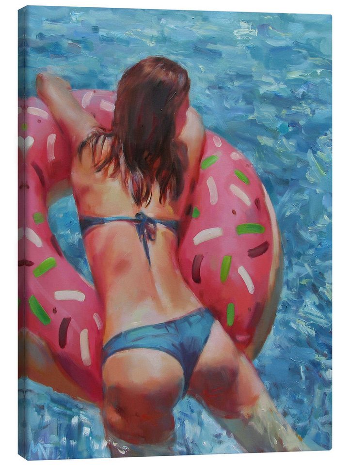 Posterlounge Leinwandbild Nelina Trubach-Moshnikova, Pool Donut, Badezimmer Malerei von Posterlounge