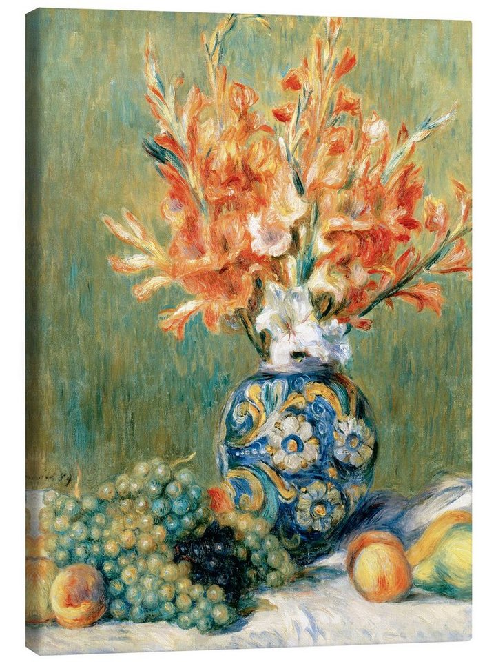 Posterlounge Leinwandbild Pierre-Auguste Renoir, Stillleben mit Obst und Blumen, Malerei von Posterlounge