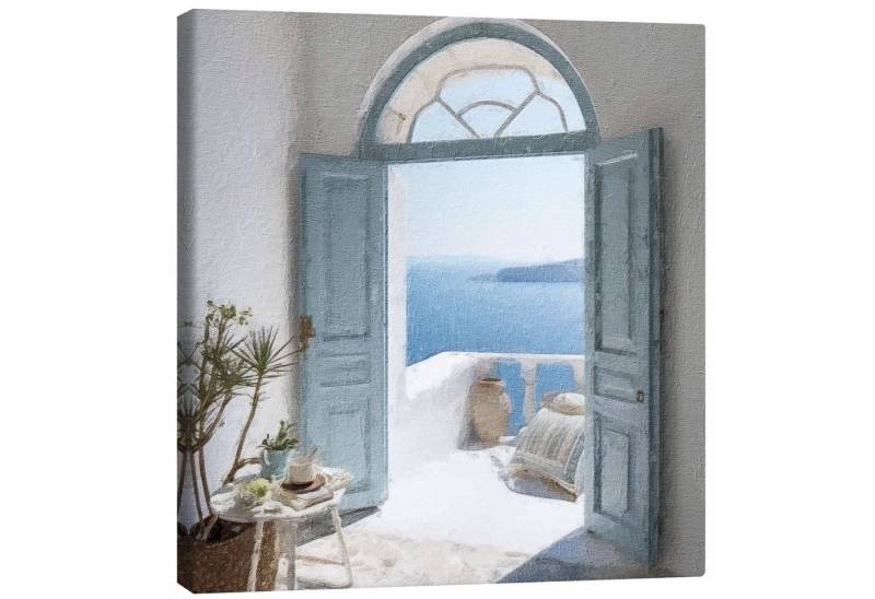 Posterlounge Leinwandbild RileyB, Blaue Griechische Tür III, Badezimmer Mediterran von Posterlounge
