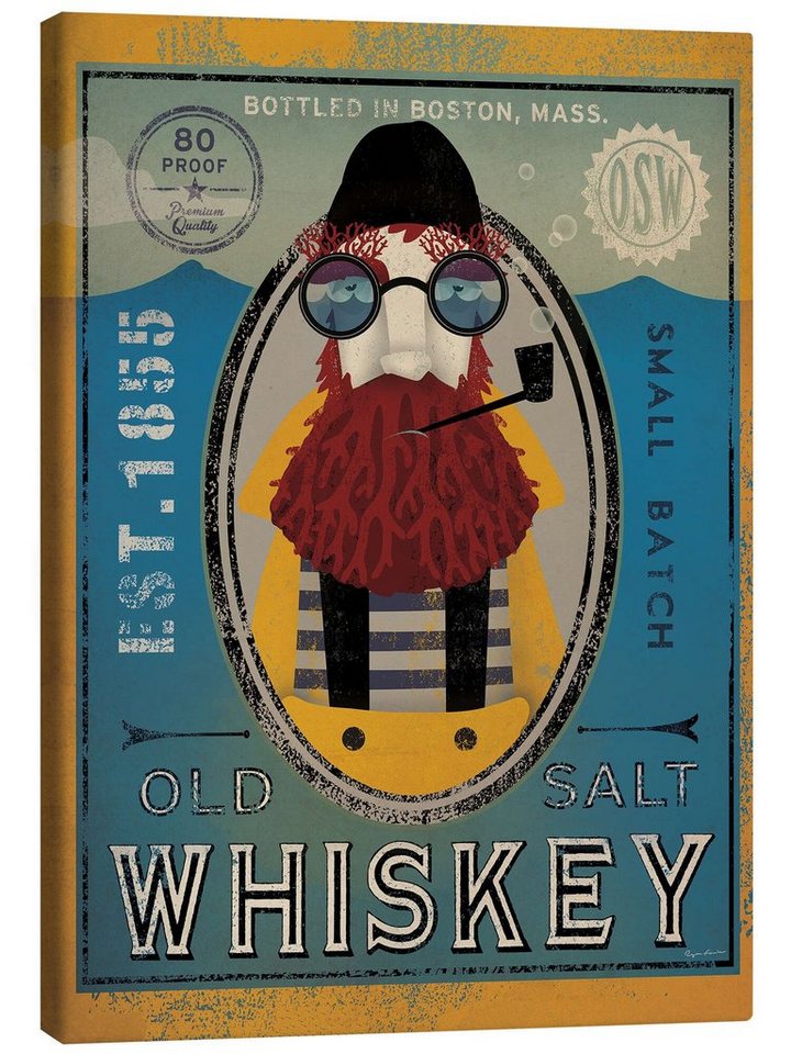 Posterlounge Leinwandbild Ryan Fowler, Seemann IV Old Salt Whiskey, Badezimmer Maritim Illustration von Posterlounge