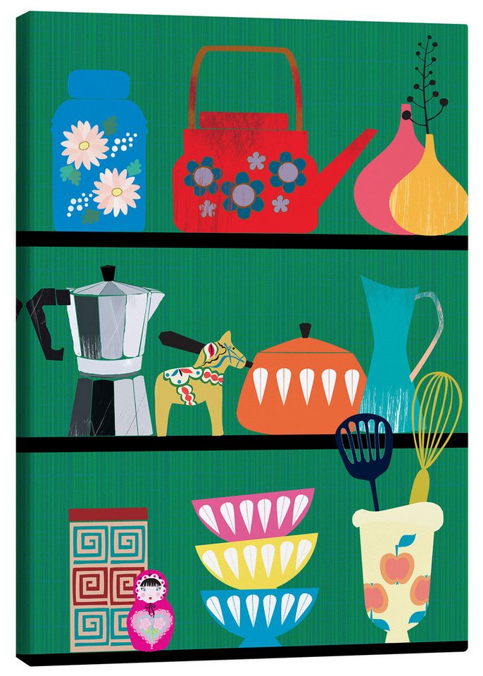 Posterlounge Leinwandbild Taika Tori, Küchenregal, Küche Illustration von Posterlounge